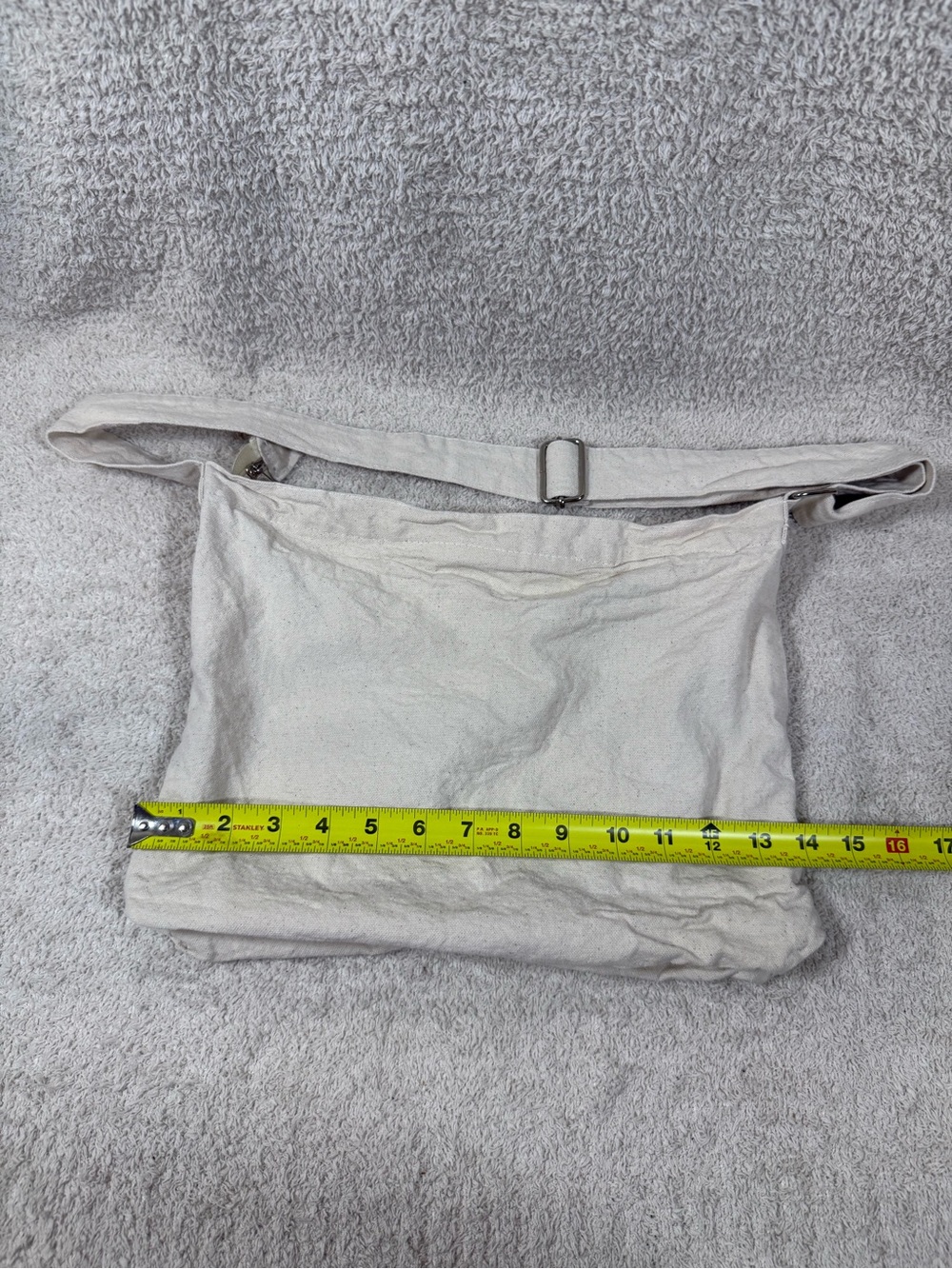 Cream Canvas Crossbody Messenger Bag Adjustable Strap 16x10